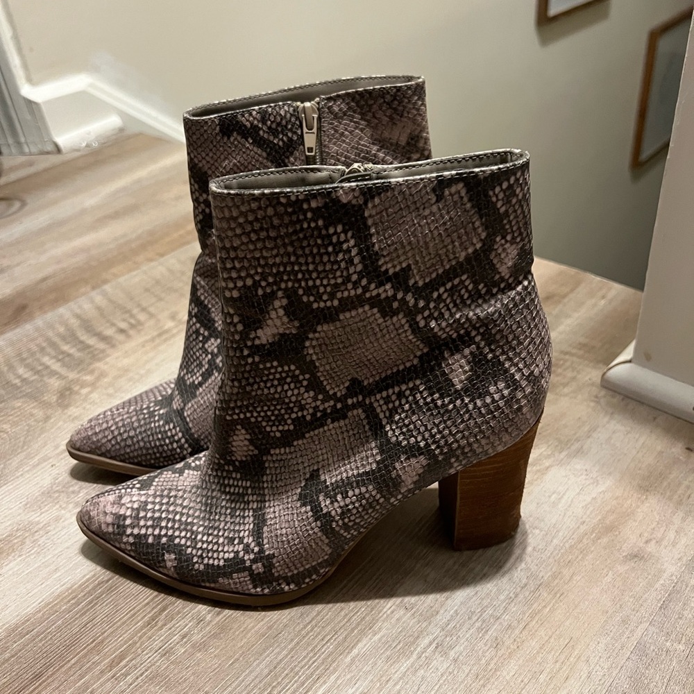 Snakeskin Patterned Ankle Boots